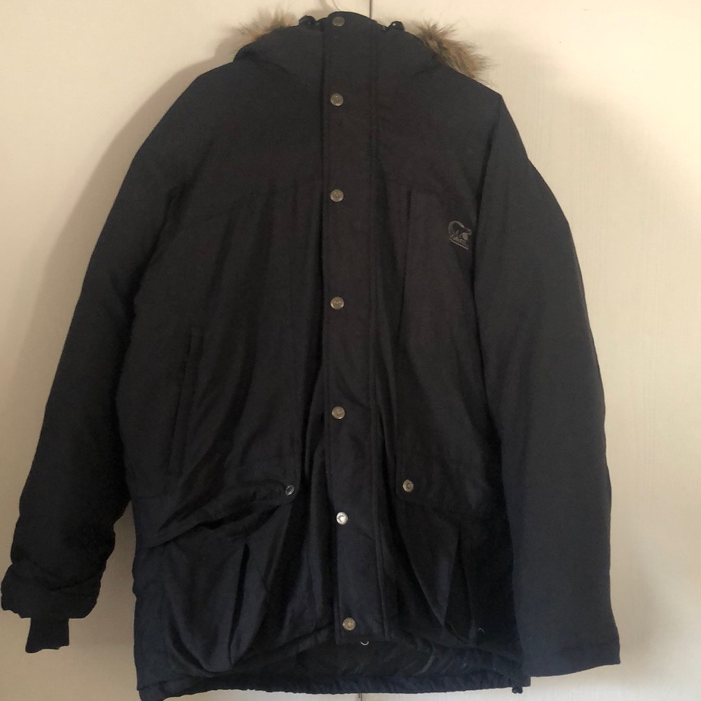 Men’s warm Sorel parka downfill hooded coyote fur arctic parka  jacket coat